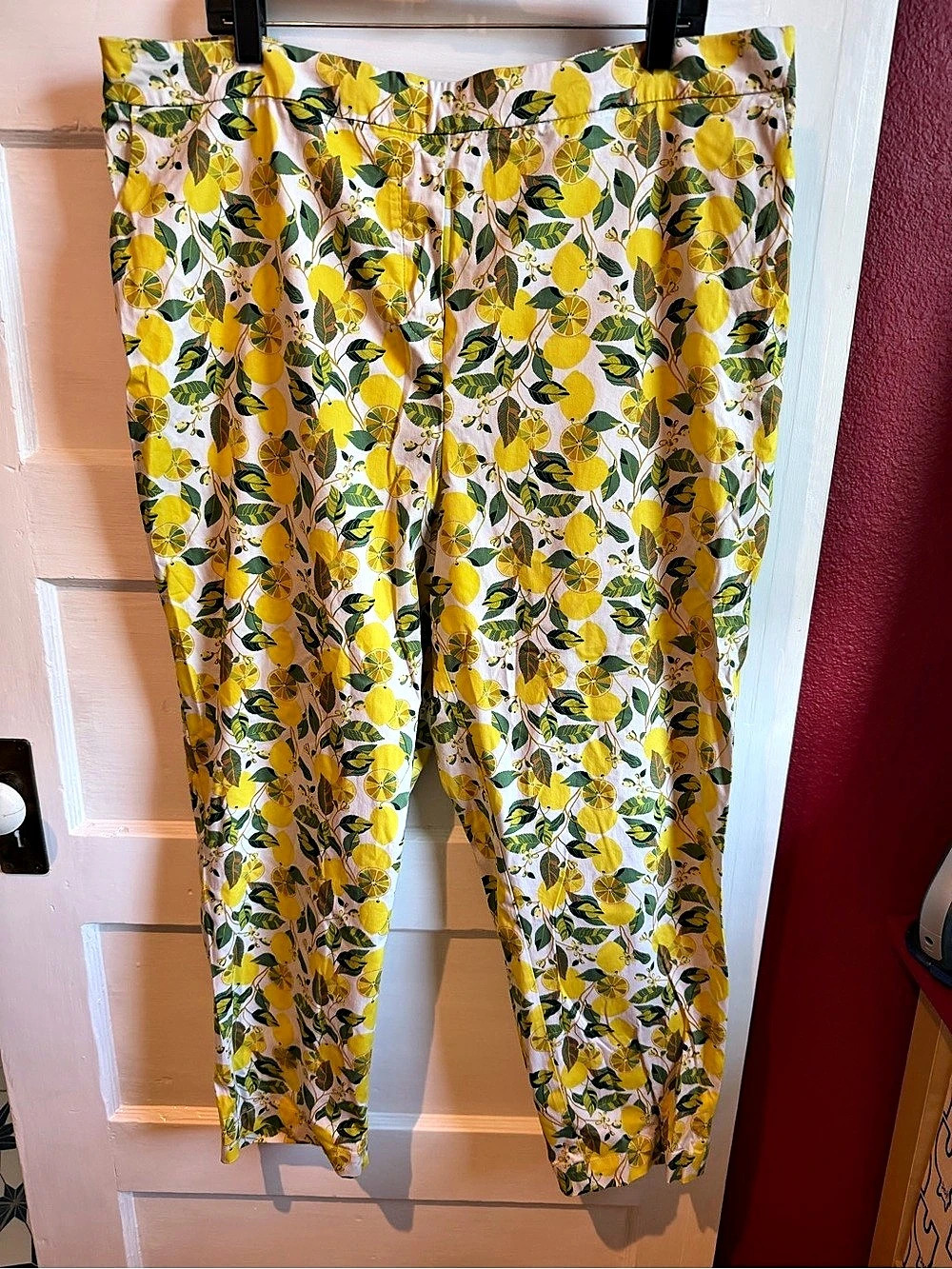 Boden Lemon Print Straight Leg Pants Size 20W